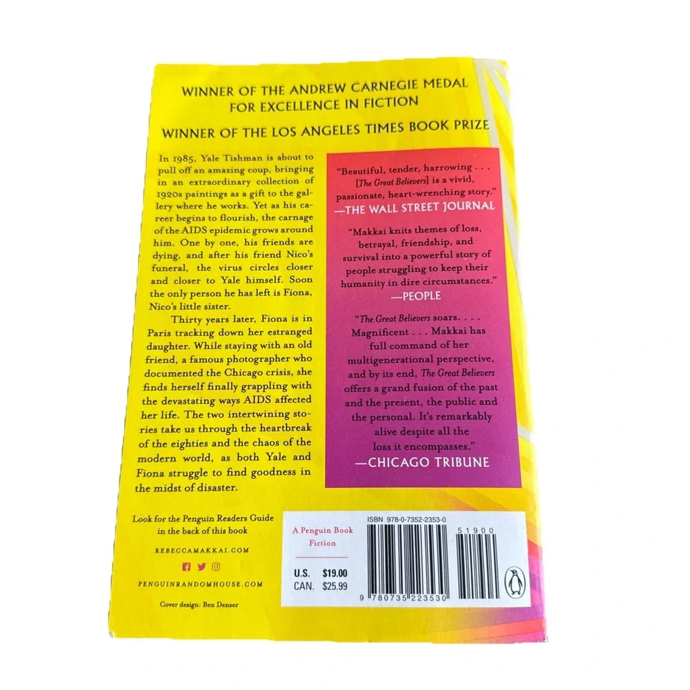 Great Believers : A Novel by Rebecca Makkai (2019,‎ Trade Paperback)